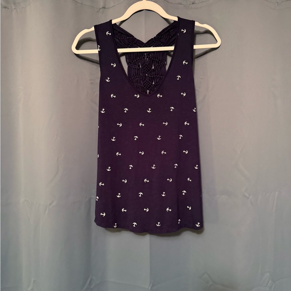 Maurices Navy Blue Anchor Print Women's Top